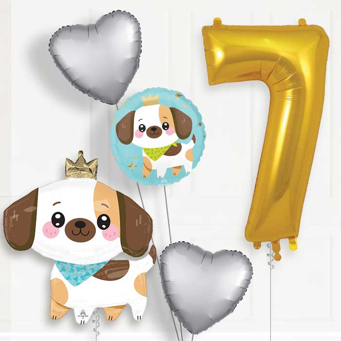 Kawaii Puppy 7th Birthday Balloon Package - 7th Birthday Balloon Package | Party Save Smile
