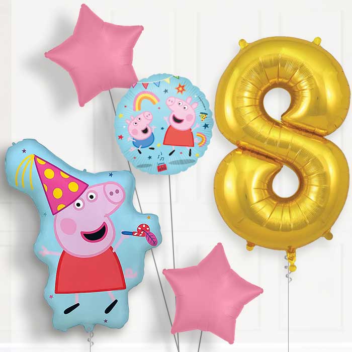 Peppa Pig Party 8th Birthday Balloon Package | Party Save Smile