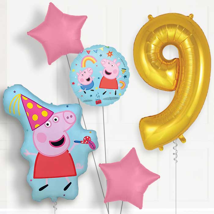 Peppa Pig Party 9th Birthday Balloon Package | Party Save Smile