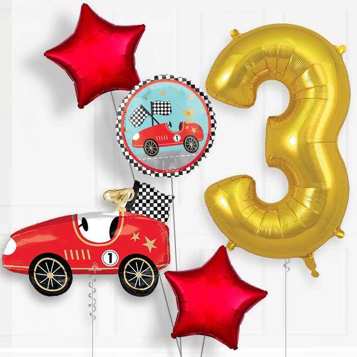 Classic Race Car Birthday Balloon Package Choose Age - Party Save Smile