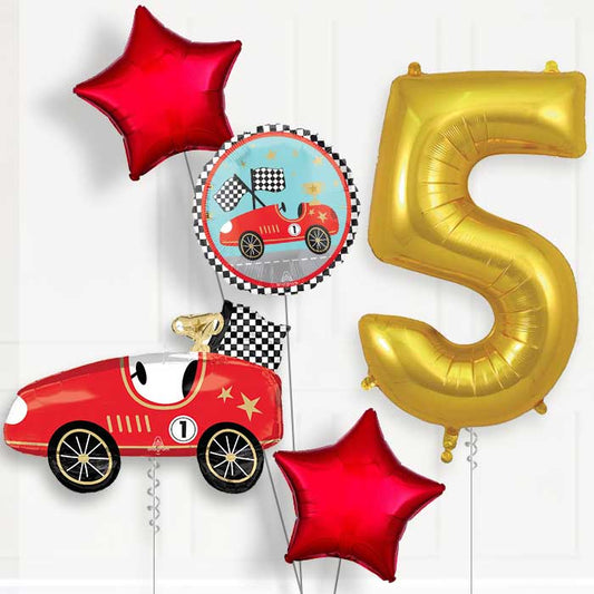 Classic Race Car 5th Birthday Balloon Package - 5th Birthday Balloon Package | Party Save Smile