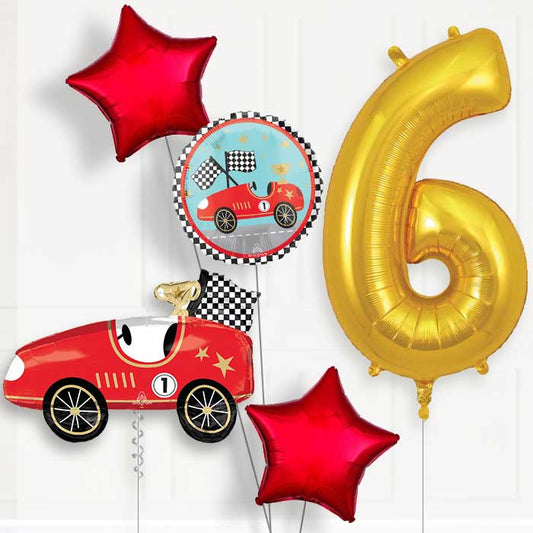 Classic Race Car 6th Birthday Balloon Package - 6th Birthday Balloon Package | Party Save Smile