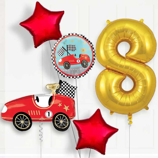 Classic Race Car 8th Birthday Balloon Package - 8th Birthday Balloon Package | Party Save Smile