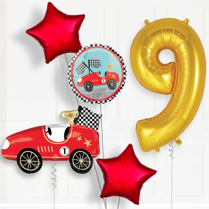 Classic Race Car 9th Birthday Balloon Package - 9th Birthday Balloon Package | Party Save Smile