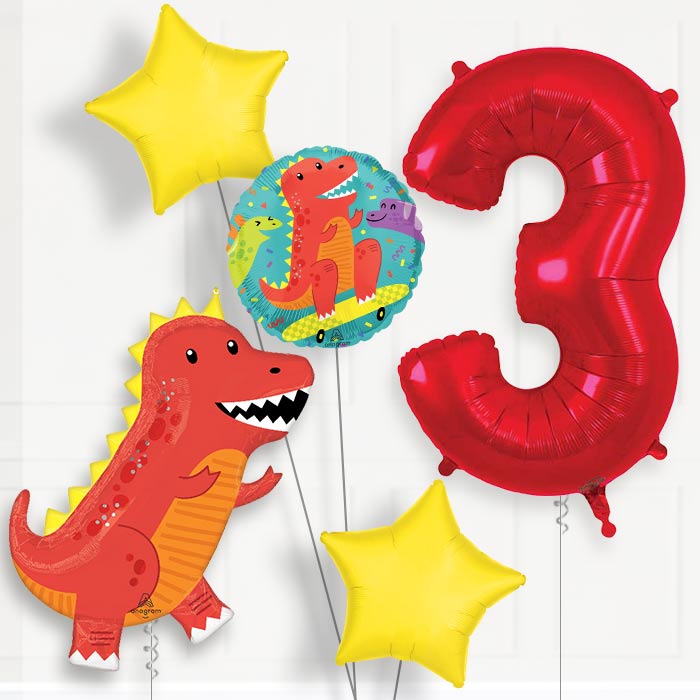 Cool T-Rex 3rd Birthday Balloon Package - 3rd Birthday Balloon Package | Party Save Smile