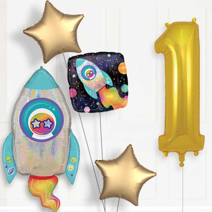 Outer Space Rocket Birthday Balloon Package Choose Age