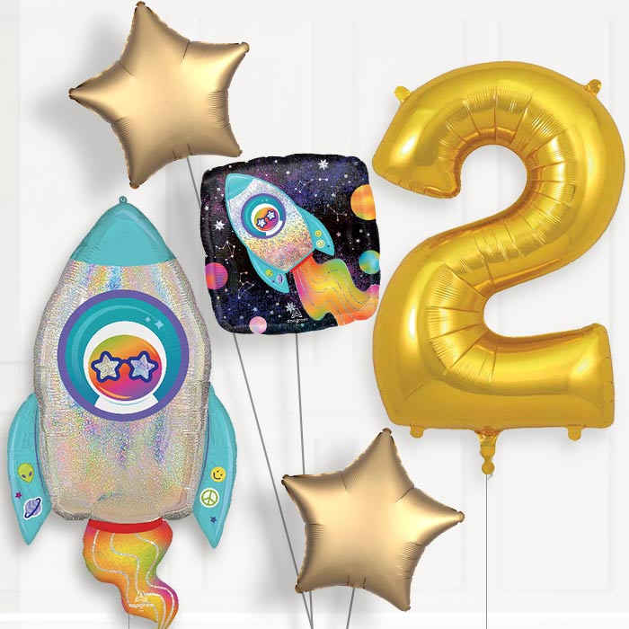 Outer Space Rocket Birthday Balloon Package Choose Age
