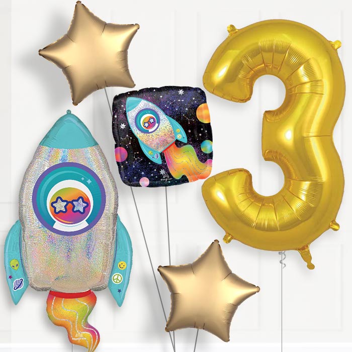 Outer Space Rocket Birthday Balloon Package Choose Age