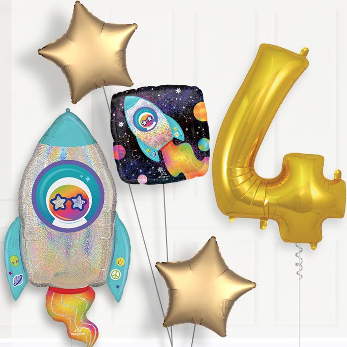 Outer Space Rocket Birthday Balloon Package Choose Age