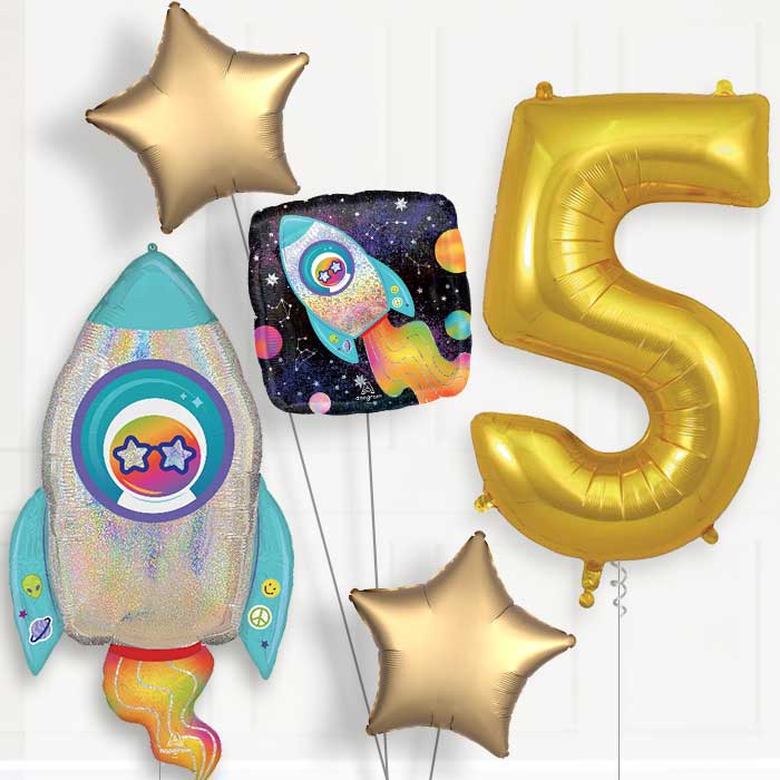 Outer Space Rocket Birthday Balloon Package Choose Age - 1st Birthday Balloon Package | Party Save Smile