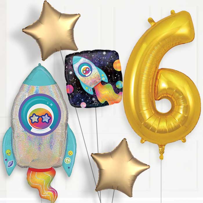 Outer Space Rocket Birthday Balloon Package Choose Age