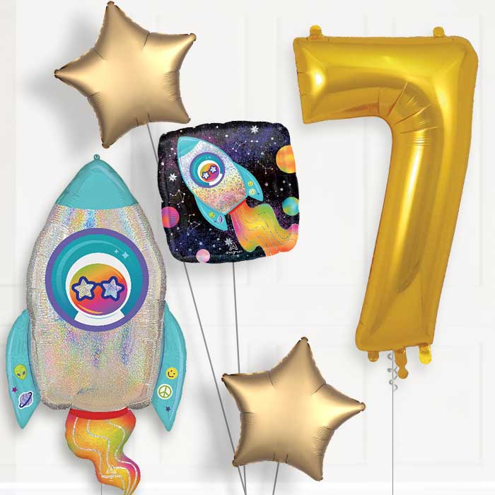 Outer Space Rocket Birthday Balloon Package Choose Age