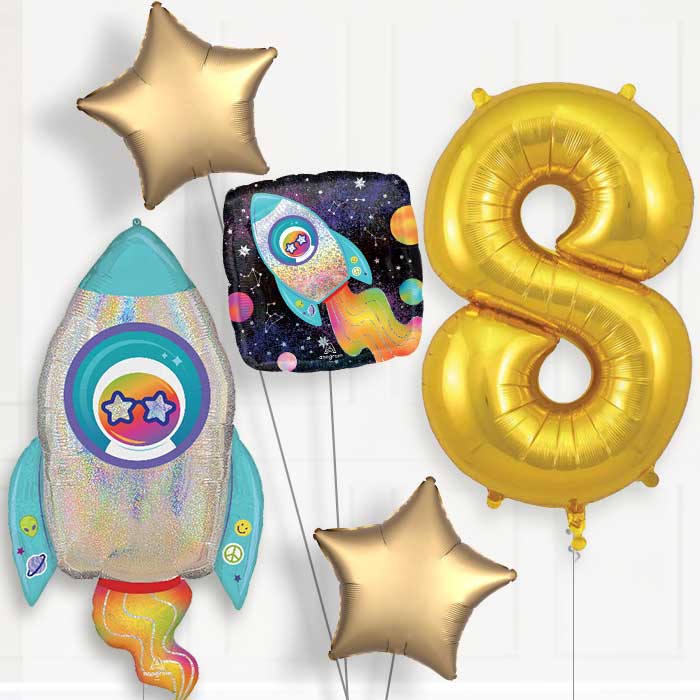 Outer Space Rocket Birthday Balloon Package Choose Age