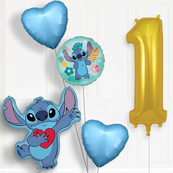 Stitch with Heart Birthday Balloon Package Choose Age