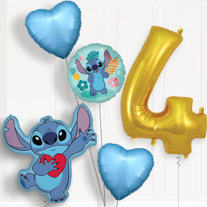 Stitch with Heart 4th Birthday Balloon Package | Party Save Smile