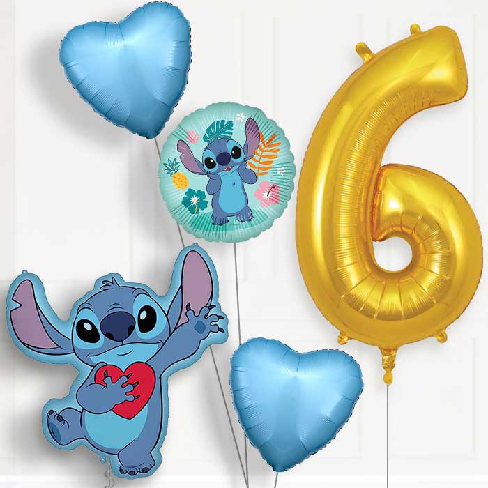 Stitch with Heart 6th Birthday Balloon Package | Party Save Smile