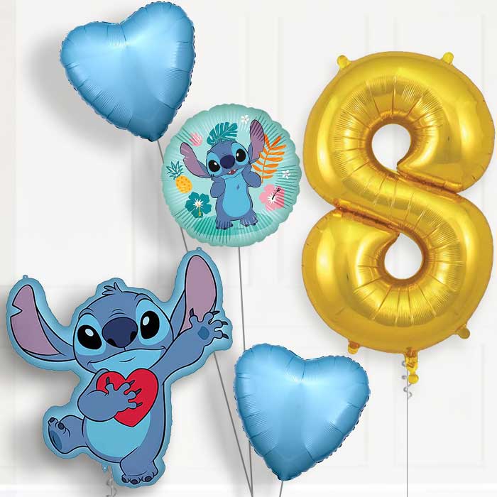 Stitch with Heart 8th Birthday Balloon Package | Party Save Smile