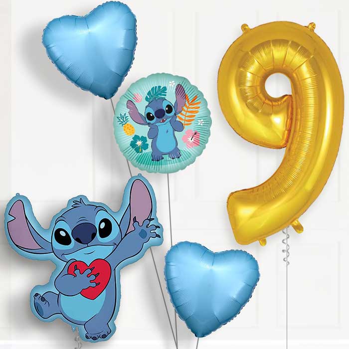 Stitch with Heart Birthday Balloon Package Choose Age