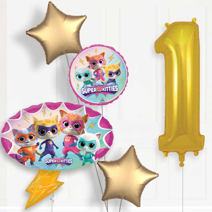 Super Kitties Birthday Balloon Package Choose Age