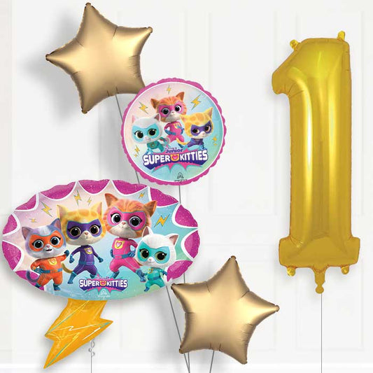 Super Kitties 1st Birthday Balloon Package - 1st Birthday Balloon Package | Party Save Smile
