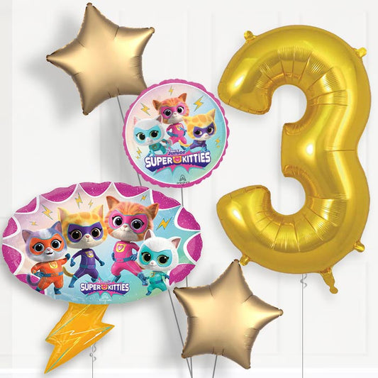 Super Kitties 3rd Birthday Balloon Package - 3rd Birthday Balloon Package | Party Save Smile