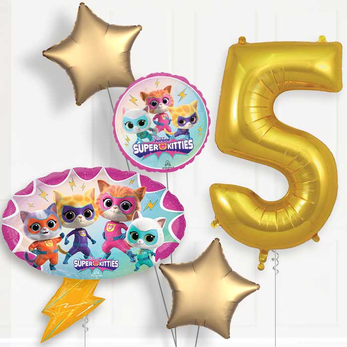 Super Kitties 5th Birthday Balloon Package - 5th Birthday Balloon Package | Party Save Smile