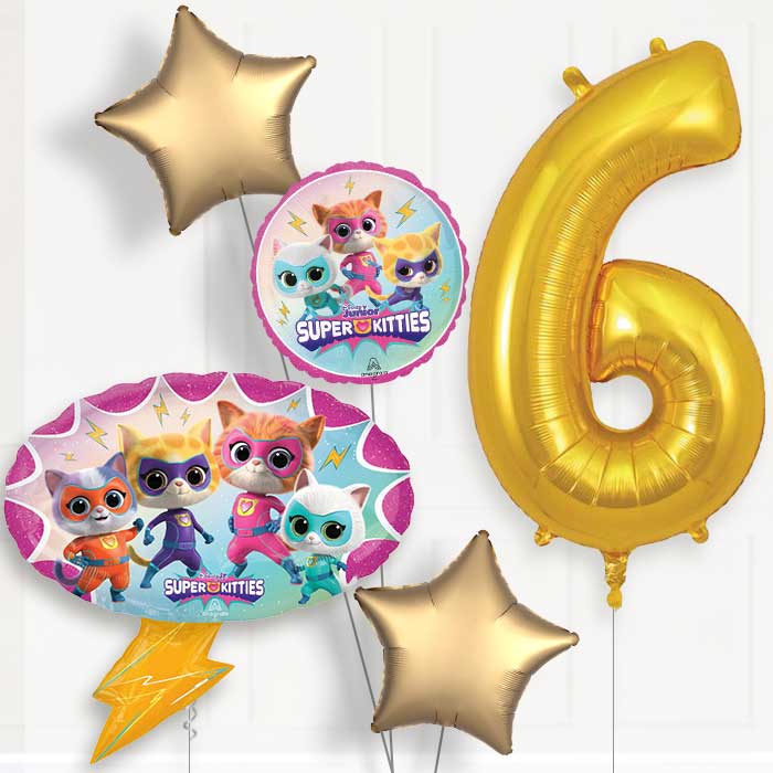 Super Kitties Birthday Balloon Package Choose Age