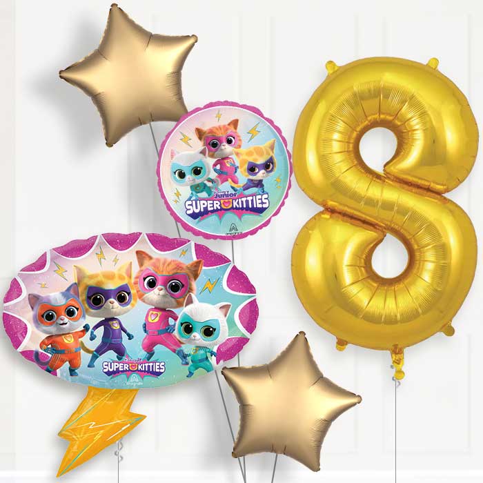 Super Kitties 8th Birthday Balloon Package - 8th Birthday Balloon Package | Party Save Smile