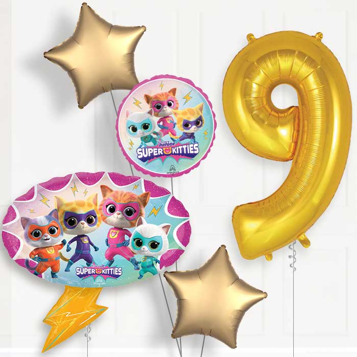 Super Kitties Birthday Balloon Package Choose Age