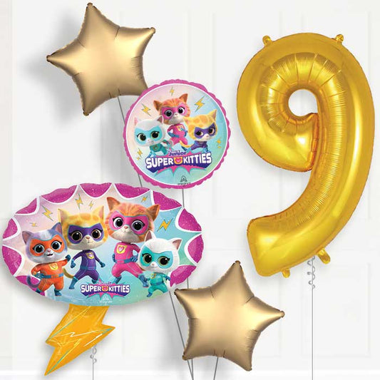 Super Kitties 9th Birthday Balloon Package - 9th Birthday Balloon Package | Party Save Smile