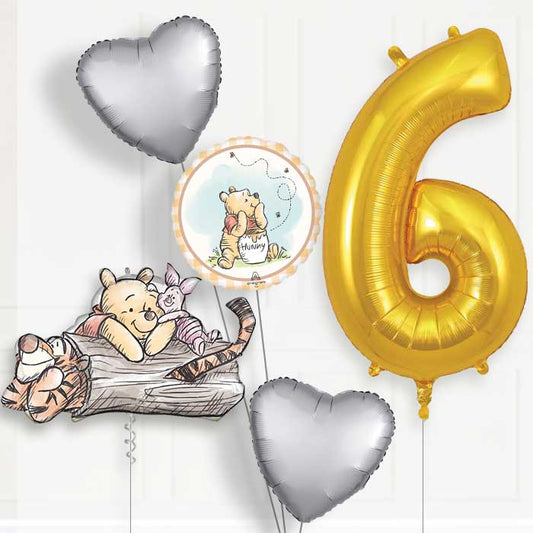 Winnie the Pooh 6th Birthday Balloon Package - 6th Birthday Balloon Package | Party Save Smile