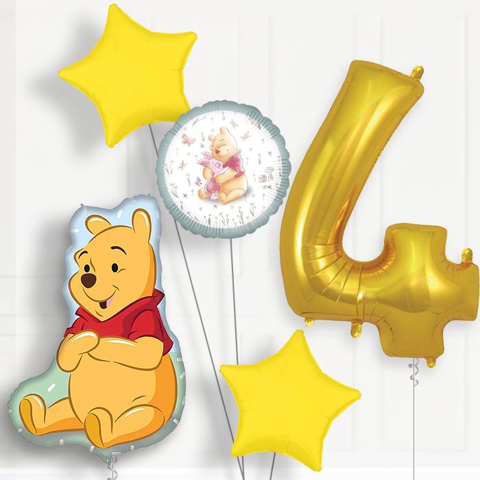 Winnie the Pooh Giant 4th Birthday Balloon Package | Party Save Smile