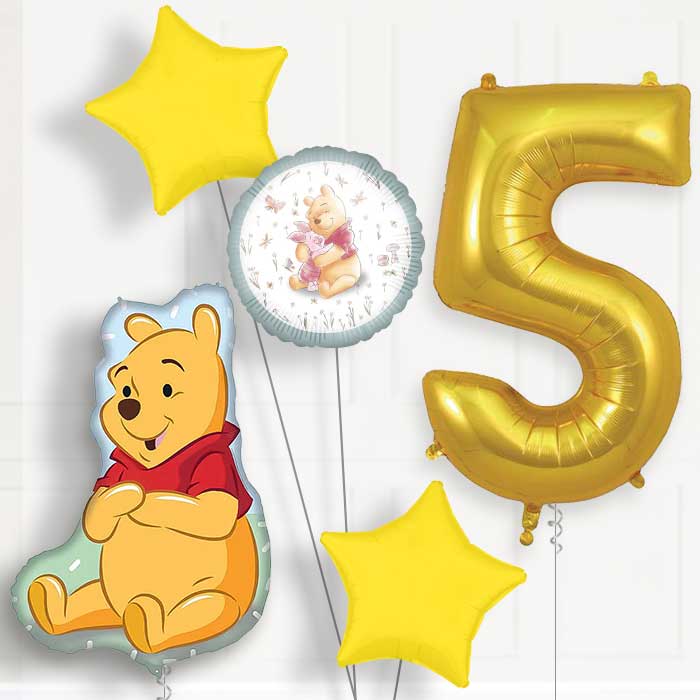 Winnie the Pooh Giant 5th Birthday Balloon Package | Party Save Smile