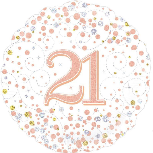 Rose Gold Confetti 21st Birthday Foil Balloon 18 Inch | Party Save Smile