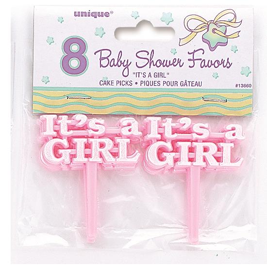 Its a Girl Baby Shower Cake Topper Pink 7cm | Party Save Smile