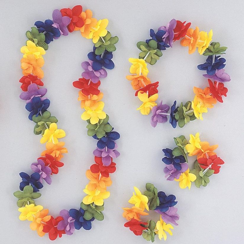 Hawaiian Flower Lei Rainbow Assorted Colours | Party Save Smile