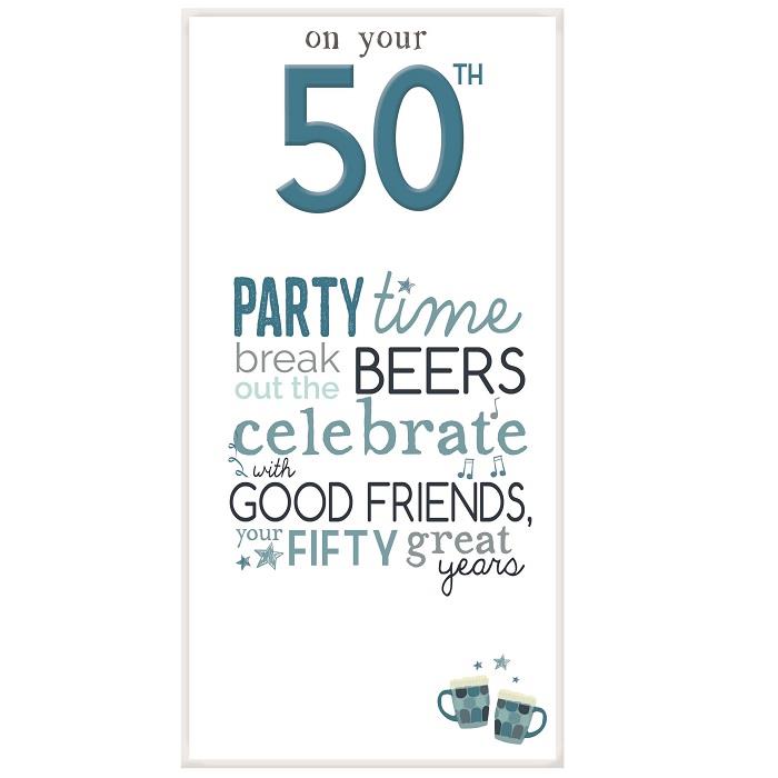 Little Thoughts 50th Birthday Male Greeting Card | Party Save Smile