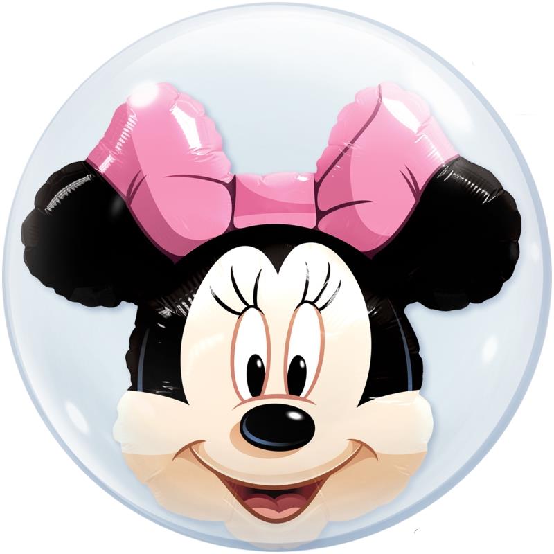 Minnie Mouse Head Double Bubble Balloon 24 Inches | Party Save Smile
