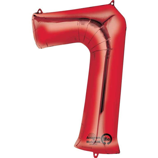 Red Number 7 Foil Balloon Anagram 34 Inches | Party Save Smile