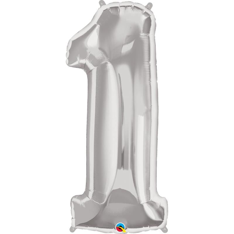 Silver Number 1 Foil Balloon 34 inch Qualatex | Party Save Smile