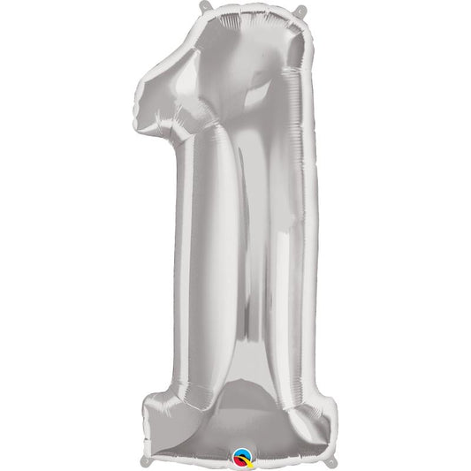 Silver Number 1 Foil Balloon 34 inch Qualatex | Party Save Smile