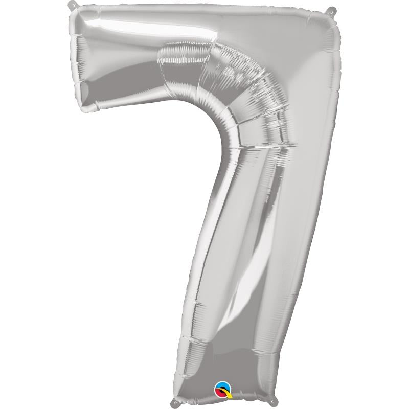 Silver Number 7 Balloon - Qualatex 34 inch | Party Save Smile