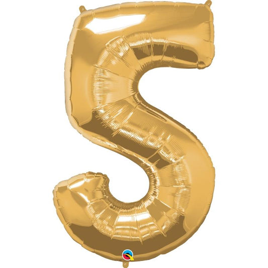 Qualatex Gold Number 5 Foil Balloon 34 inch | Party Save Smile