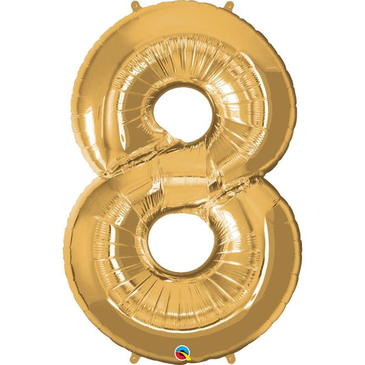 Qualatex Gold Number 8 Foil Balloon 34 inch | Party Save Smile