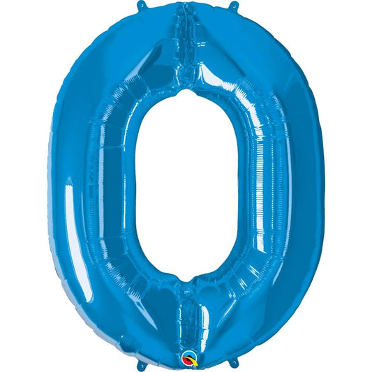 Blue Number 0 Foil Balloon - Qualatex 34 inch | Party Save Smile