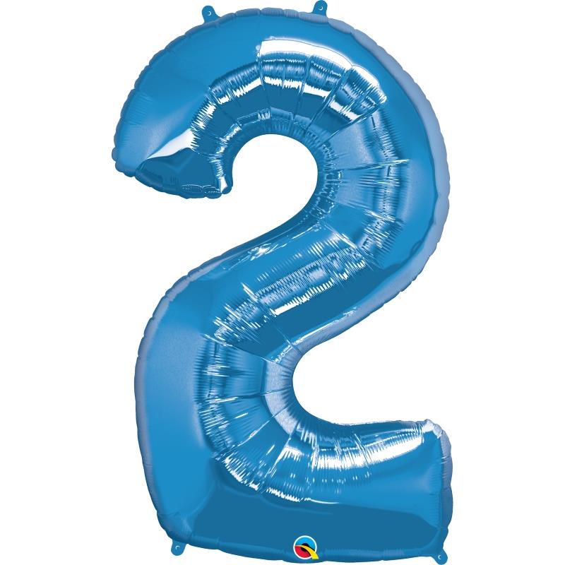 Qualatex Blue Number 2 Foil Balloon 34 inch | Party Save Smile