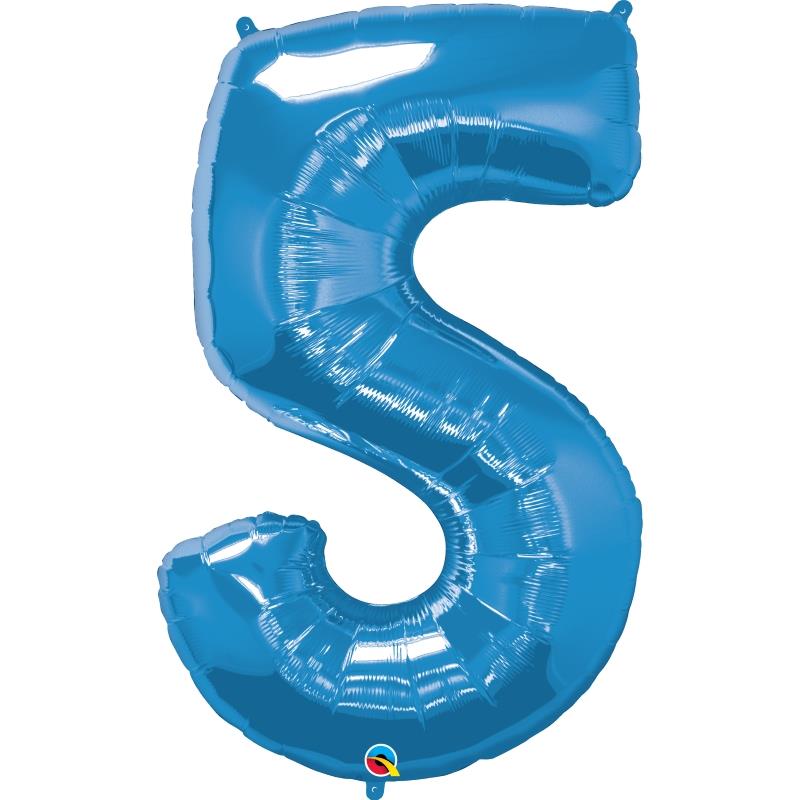 Qualatex Blue Number 5 Foil Balloon 34 inch | Party Save Smile