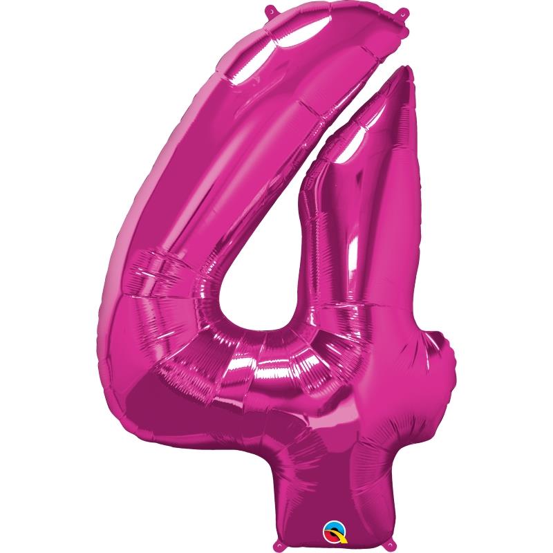 Qualatex Pink Number 4 Foil Balloon 34 inch | Party Save Smile