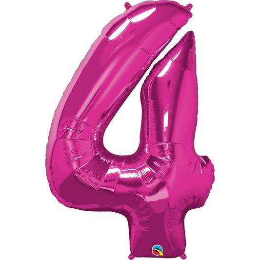 Qualatex Pink Number 4 Foil Balloon 34 inch | Party Save Smile