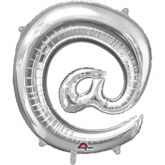Silver @ Symbol Supershape Foil Balloon 35 inch Anagram | Party Save Smile